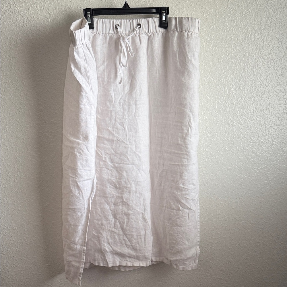 Eileen Fisher White Linen Skirt Large